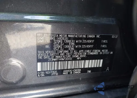 2022 Toyota Rav4 Hybrid Le from USA, damaged, VIN 2T3MWRFV4NW130440